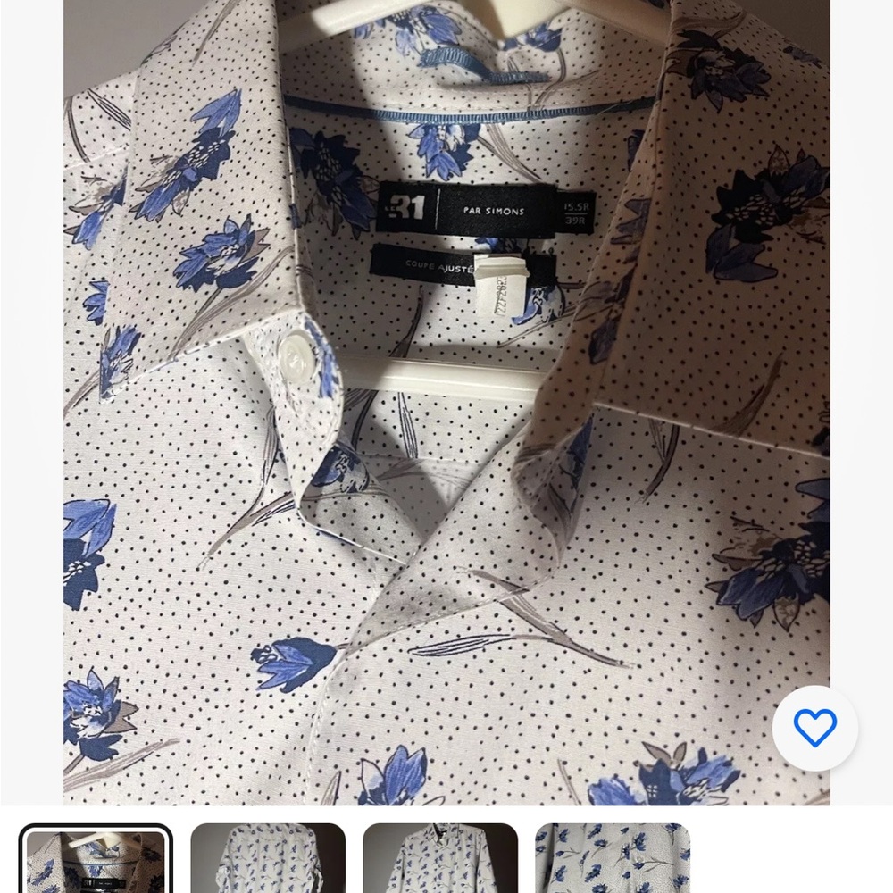 31 PAR SIMONS Simons Men's Long Sleeve Dress Shirt 39 R Twill Modern